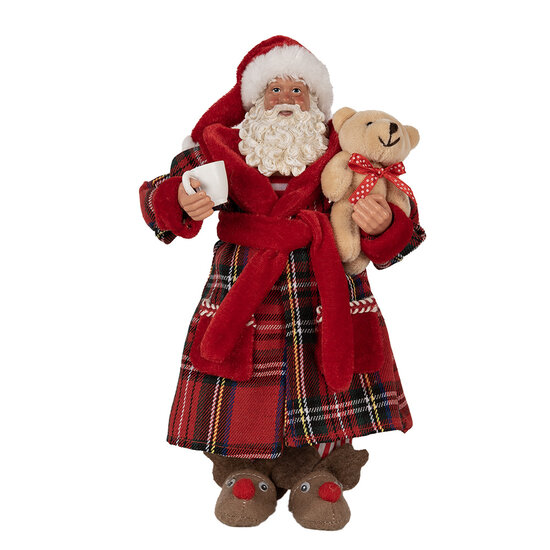 Clayre &amp; Eef | Kerstdecoratie Kerstman Rood Wit 16x10x27 cm | 65589