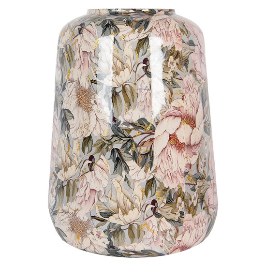 Clayre &amp; Eef | Decoratie Vaas Grijs Roze &oslash; 37x49 cm | 65885