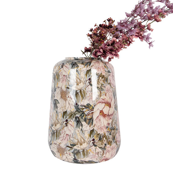 Clayre &amp; Eef | Decoratie Vaas Grijs Roze &oslash; 37x49 cm | 65885