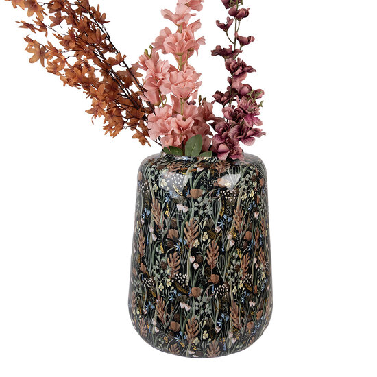 Clayre &amp; Eef | Decoratie Vaas Zwart Groen &oslash; 31x40 cm | 65886