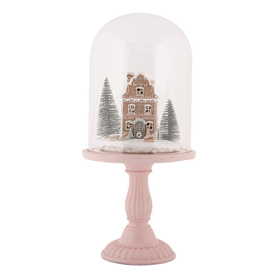 Clayre & Eef | Glazen Stolp met decoratie LED Roze ø 17x36 cm / 2xAAA | 6GL5189