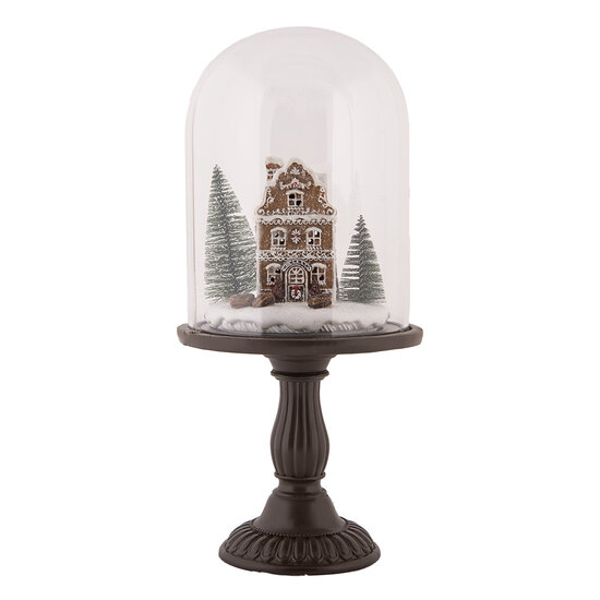 Clayre & Eef | Glazen Stolp met decoratie LED Bruin ø 17x36 cm / 2xAAA | 6GL5190