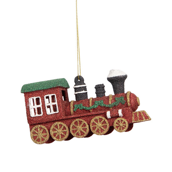Clayre &amp; Eef | Decoratie Hanger Locomotief  Rood Groen 12x4x7 cm | 66092