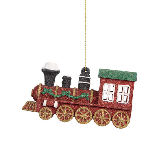 Clayre &amp; Eef | Decoratie Hanger Locomotief  Rood Groen 12x4x7 cm | 66092