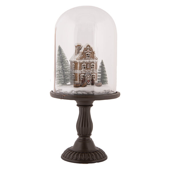Clayre & Eef | Glazen Stolp met decoratie LED Bruin ø 17x36 cm / 2xAAA | 6GL5190
