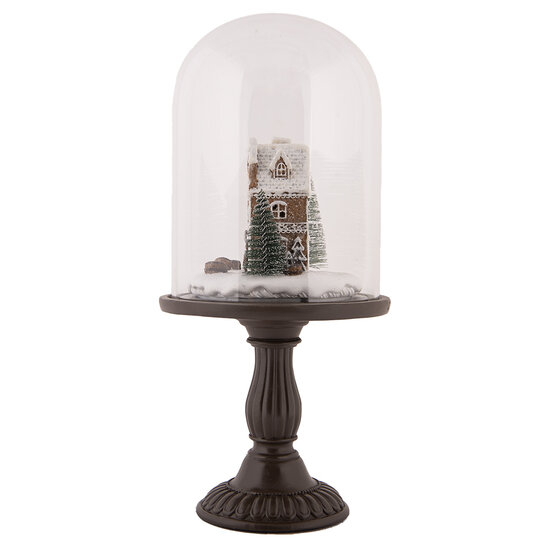 Clayre & Eef | Glazen Stolp met decoratie LED Bruin ø 17x36 cm / 2xAAA | 6GL5190
