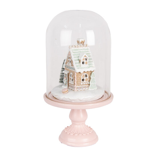 Clayre & Eef | Glazen Stolp met decoratie Roze LED ø 17x30 cm / 2xAAA | 6GL5191