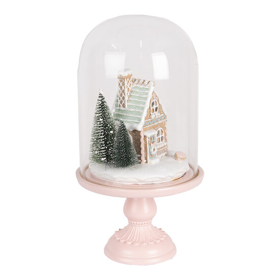 Clayre & Eef | Glazen Stolp met decoratie Roze LED ø 17x30 cm / 2xAAA | 6GL5191