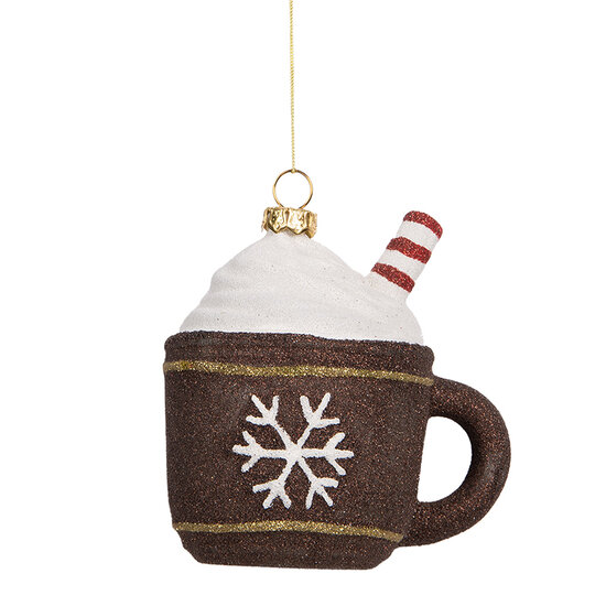 Clayre &amp; Eef | Decoratie hanger Mok Bruin Wit 9x7x10 cm | 66096
