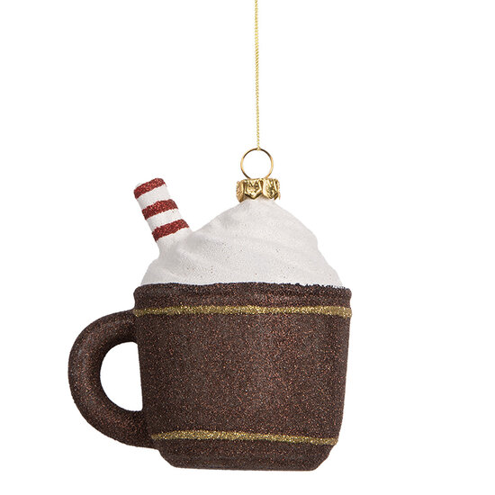 Clayre &amp; Eef | Decoratie hanger Mok Bruin Wit 9x7x10 cm | 66096