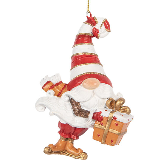 Clayre &amp; Eef | Decoratie hanger kerstman Rood Wit 8x4x10 cm | 6PR5301