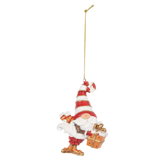 Clayre &amp; Eef | Decoratie hanger kerstman Rood Wit 8x4x10 cm | 6PR5301