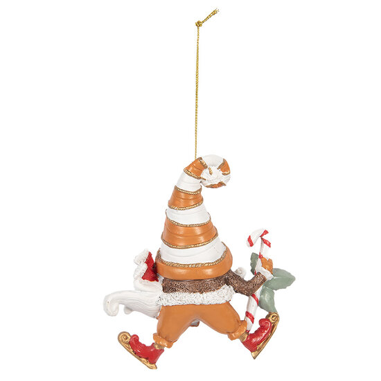 Clayre &amp; Eef | Decoratie hanger kerstman Oranje Wit 8x4x10 cm | 6PR5302