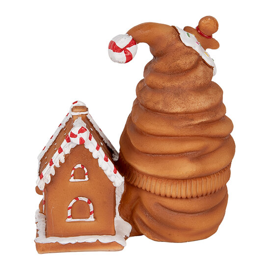 Clayre & Eef | Decoratie Beeld Kabouter met LED Bruin Blauw 14x9x15 cm | 6PR5309