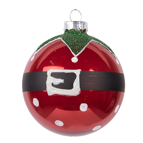 Clayre &amp; Eef | Kerstbal Rood Groen &oslash; 8x8 cm | 6GL5138