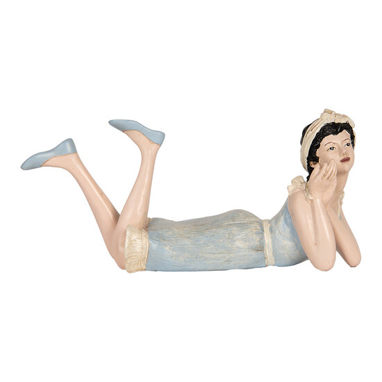 Clayre &amp; Eef | Decoratie Vrouw Beige Blauw 26x12x9 cm | 6PR5559