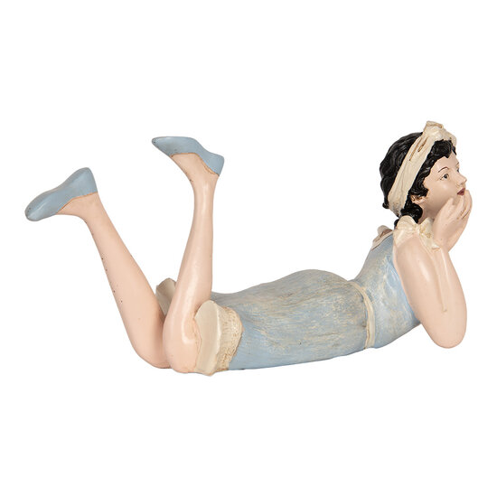 Clayre &amp; Eef | Decoratie Vrouw Beige Blauw 26x12x9 cm | 6PR5559