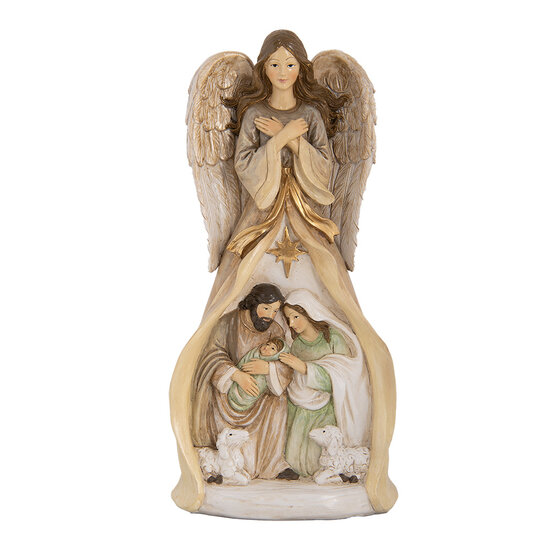 Clayre &amp; Eef | Kerstdecoratie Kerstgroep Beige Goudkleurig 15x12x30 cm | 6PR5647