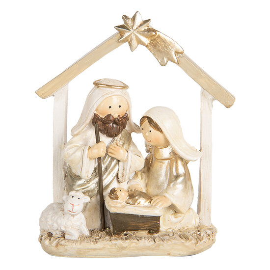 Clayre &amp; Eef | Kerstdecoratie Kerstgroep Beige Goudkleurig 10x5x12 cm | 6PR5648