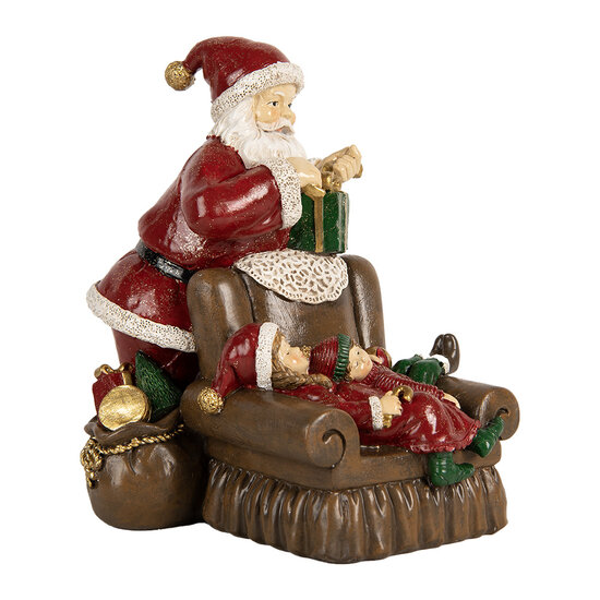 Clayre &amp; Eef | Kerstdecoratie Kerstman Rood Bruin 17x13x18 cm | 6PR5668