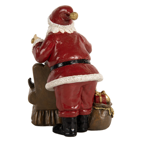 Clayre &amp; Eef | Kerstdecoratie Kerstman Rood Bruin 17x13x18 cm | 6PR5668