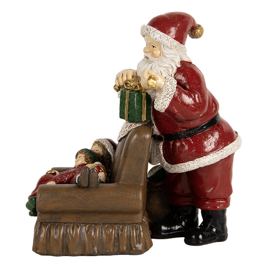 Clayre &amp; Eef | Kerstdecoratie Kerstman Rood Bruin 17x13x18 cm | 6PR5668