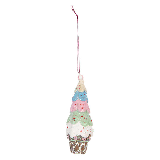 Clayre &amp; Eef | Decoratie hanger taartje Bruin Wit &oslash; 5x13 cm | 6PR5300