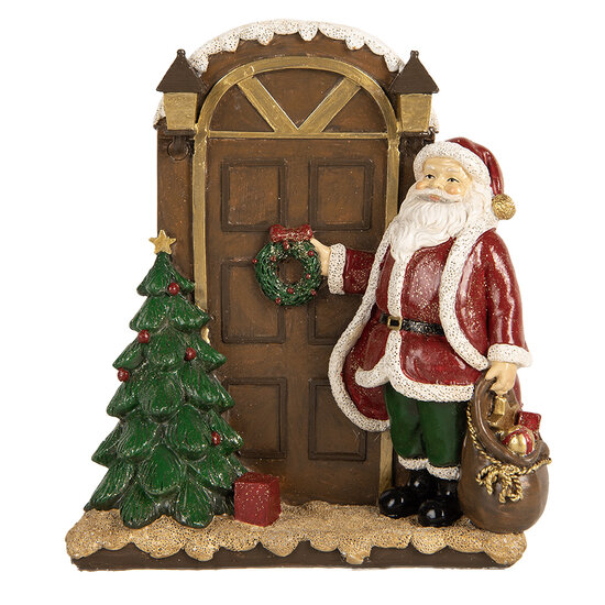Clayre &amp; Eef | Kerstdecoratie Kerstman Rood Bruin 18x7x20 cm | 6PR5670