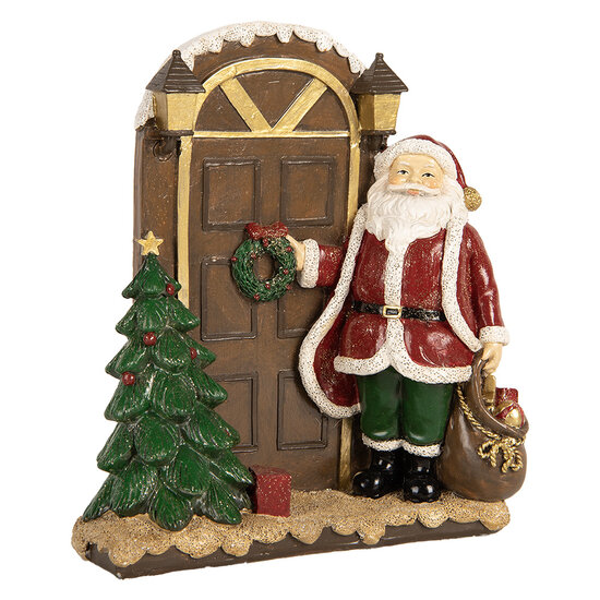 Clayre &amp; Eef | Kerstdecoratie Kerstman Rood Bruin 18x7x20 cm | 6PR5670