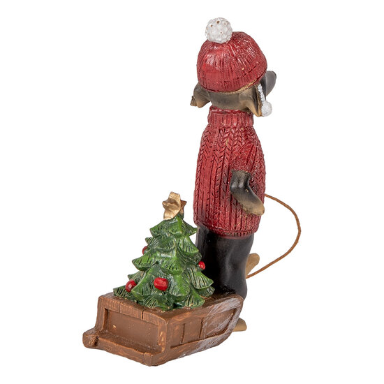 Clayre &amp; Eef | Decoratie Beeld Hond Bruin Rood 8x4x13 cm | 6PR5305