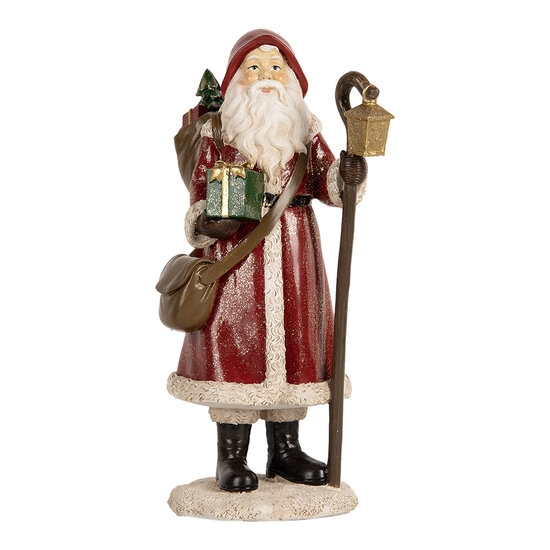 Clayre &amp; Eef | Kerstdecoratie Kerstman Rood Wit 12x11x26 cm | 6PR5672