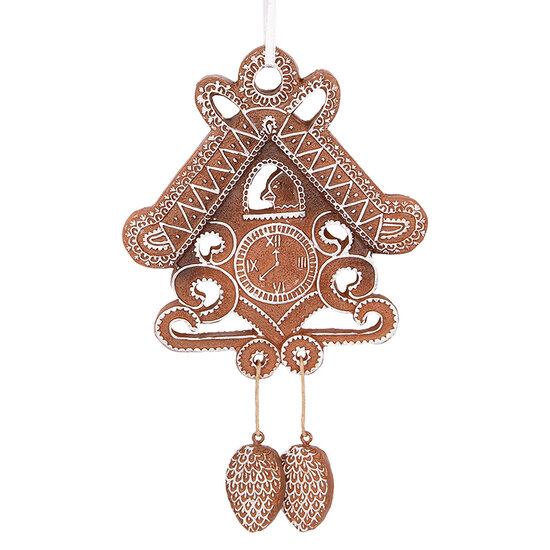 Clayre &amp; Eef | Decoratie hanger huisje Bruin Wit 12x2x18 cm | 6PR5315