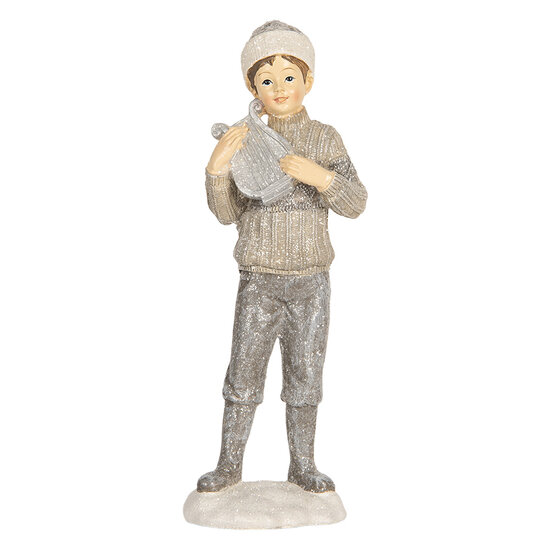 Clayre &amp; Eef | Kerstdecoratie Kinderen set van 2 Grijs 8x7x22 cm | 6PR5920