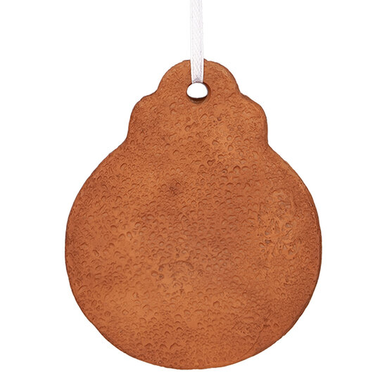 Clayre &amp; Eef | Decoratie hanger Kerstbal Bruin Wit 8x2x10 cm | 6PR5318
