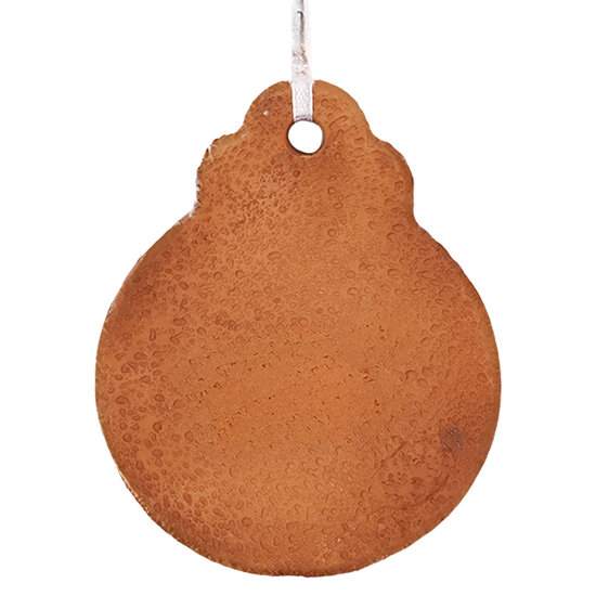 Clayre &amp; Eef | Decoratie hanger Kerstbal Bruin Wit 8x2x10 cm | 6PR5319