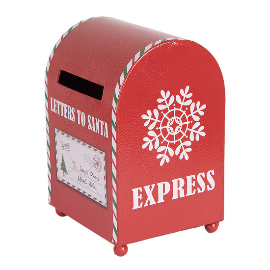 Clayre &amp; Eef | Brievenbus Rood Wit 14x13x19 cm | 6Y5800