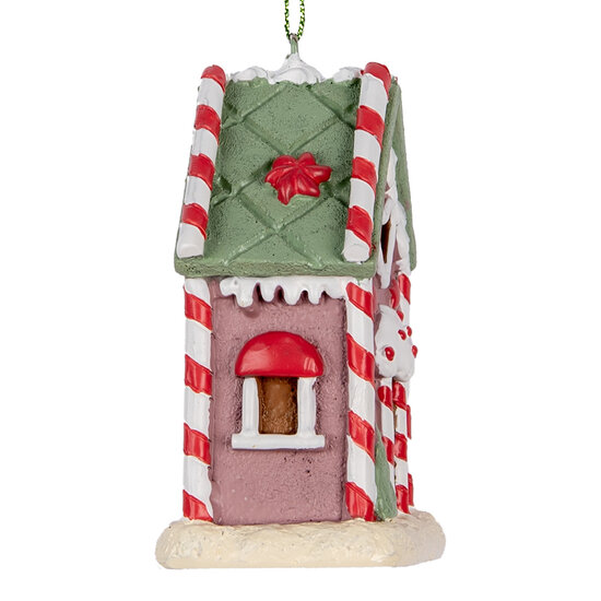Clayre &amp; Eef | Decoratie hanger huisje Roze Wit 6x4x8 cm | 6PR5325