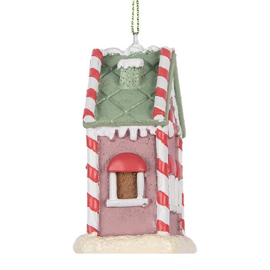 Clayre &amp; Eef | Decoratie hanger huisje Roze Wit 6x4x8 cm | 6PR5325