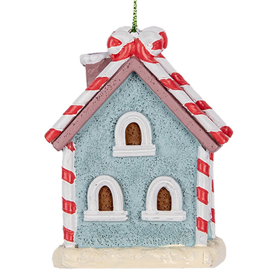 Clayre &amp; Eef | Decoratie hanger huisje Blauw Wit 6x4x8 cm | 6PR5326
