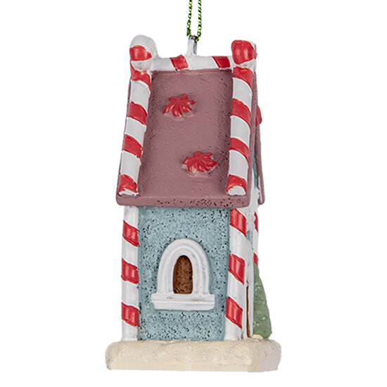 Clayre &amp; Eef | Decoratie hanger huisje Blauw Wit 6x4x8 cm | 6PR5326