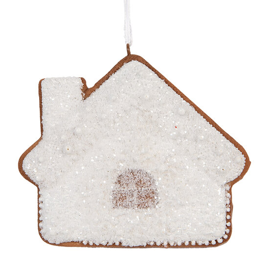 Clayre &amp; Eef | Decoratie hanger huisje Wit Bruin 9x1x8 cm | 6PR5329