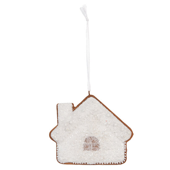 Clayre &amp; Eef | Decoratie hanger huisje Wit Bruin 9x1x8 cm | 6PR5329