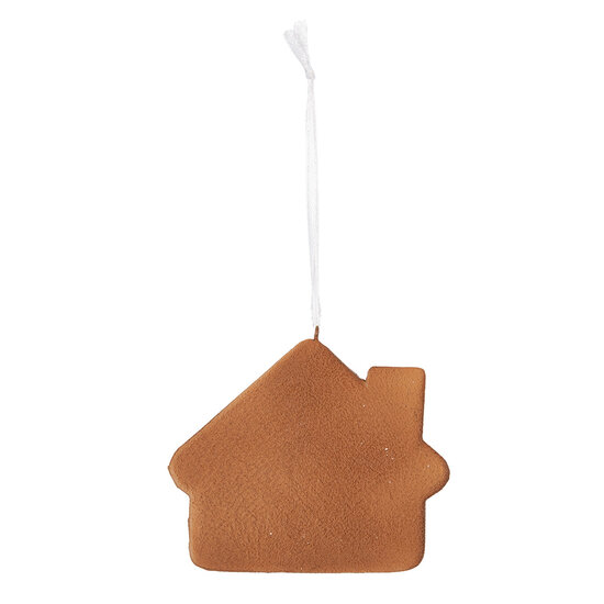 Clayre &amp; Eef | Decoratie hanger huisje Wit Bruin 9x1x8 cm | 6PR5329