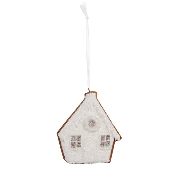 Clayre &amp; Eef | Decoratie hanger huisje Wit Bruin 9x1x10 cm | 6PR5330