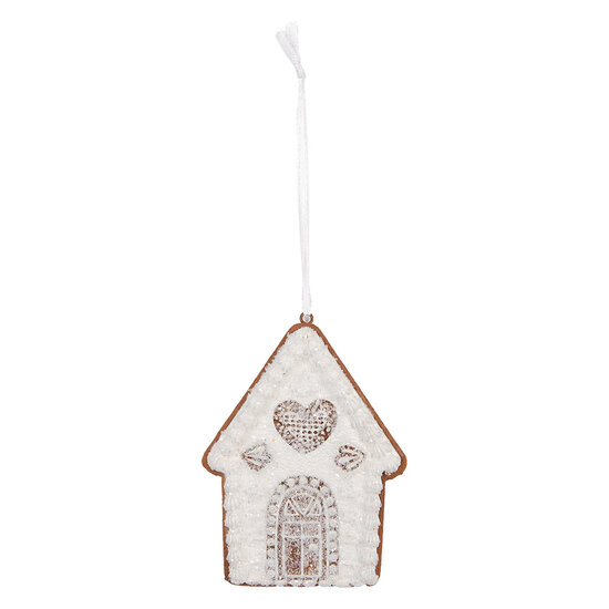 Clayre &amp; Eef | Decoratie hanger huisje Wit Bruin 8x1x10 cm | 6PR5331