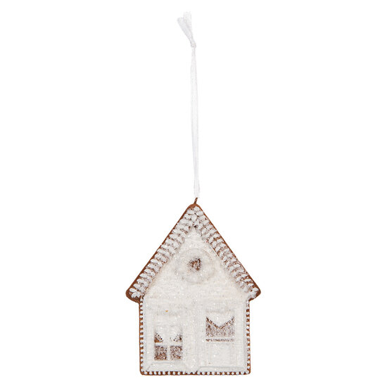 Clayre &amp; Eef | Decoratie hanger huisje Wit Bruin 8x1x10 cm | 6PR5333