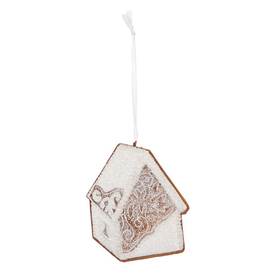 Clayre &amp; Eef | Decoratie hanger huisje Wit Bruin 9x1x10 cm | 6PR5334