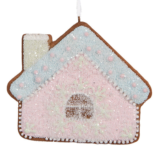 Clayre &amp; Eef | Decoratie hanger huisje Roze Blauw 9x1x8 cm | 6PR5340