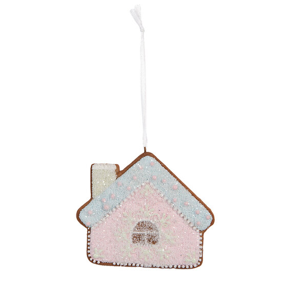 Clayre &amp; Eef | Decoratie hanger huisje Roze Blauw 9x1x8 cm | 6PR5340