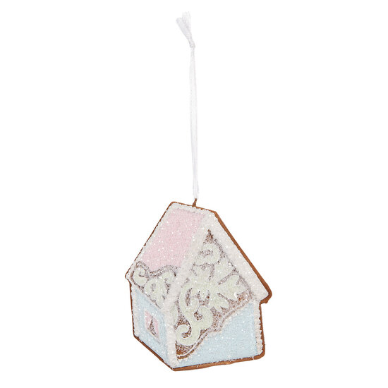 Clayre &amp; Eef | Decoratie hanger huisje Blauw Roze 9x1x10 cm | 6PR5341